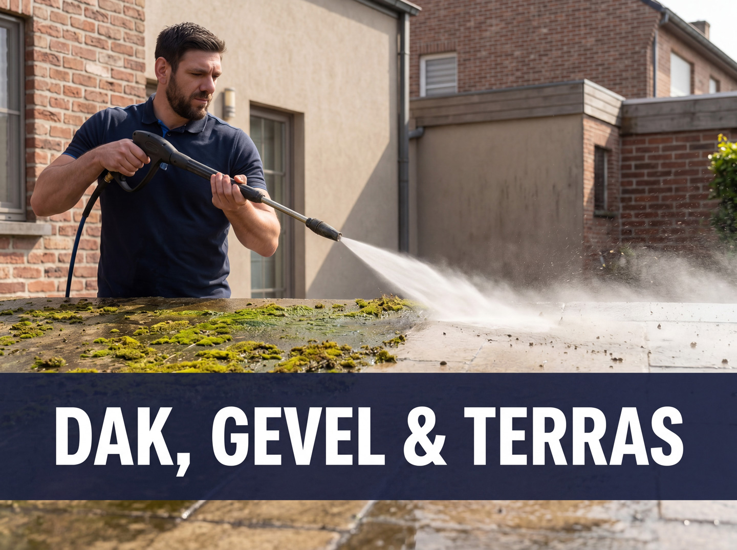 Hogedruk reiniging dak gevel en terras door Elite Cleaning